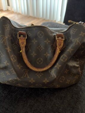 Louis Vuitton Monogram Canvas Satchel in Brown and Gold Hardware